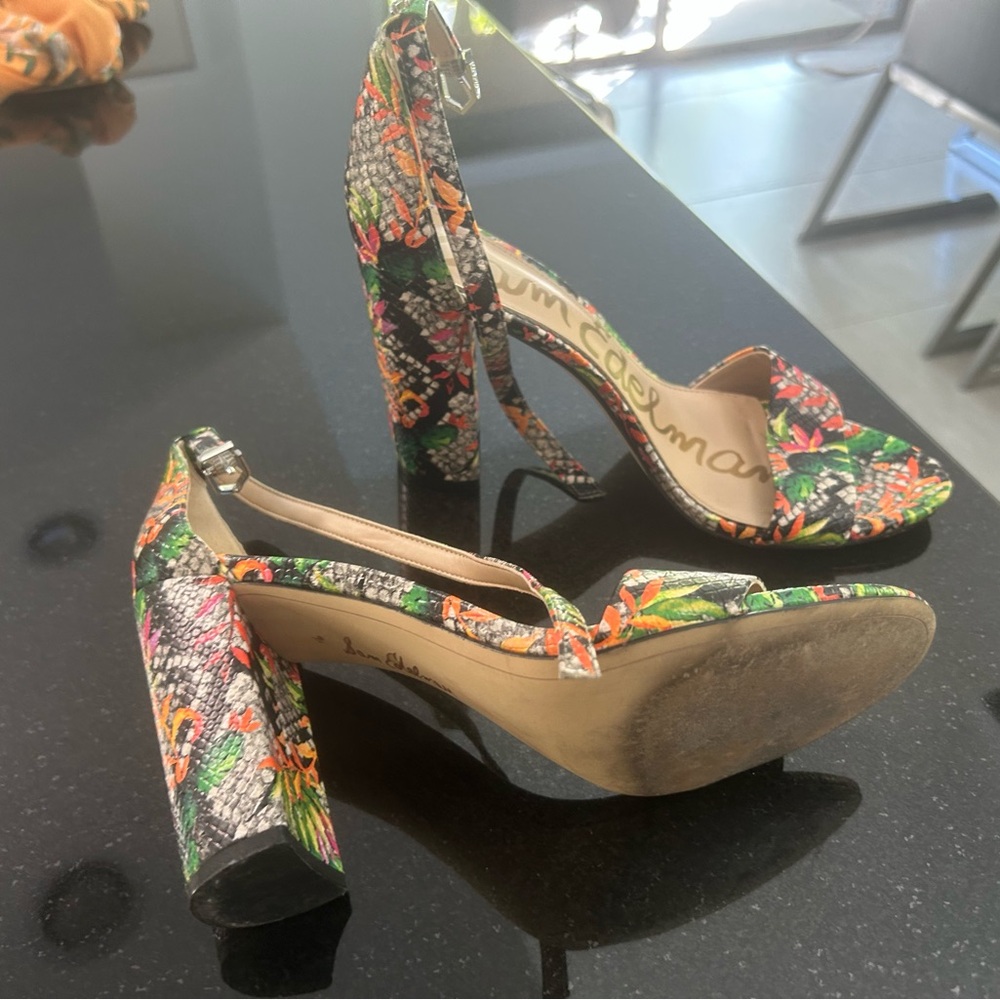 Sam Edelman floral shoes sandals heels 9.5